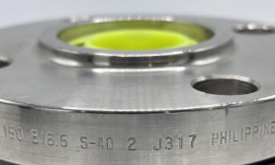Material test report heat number stamped on flange